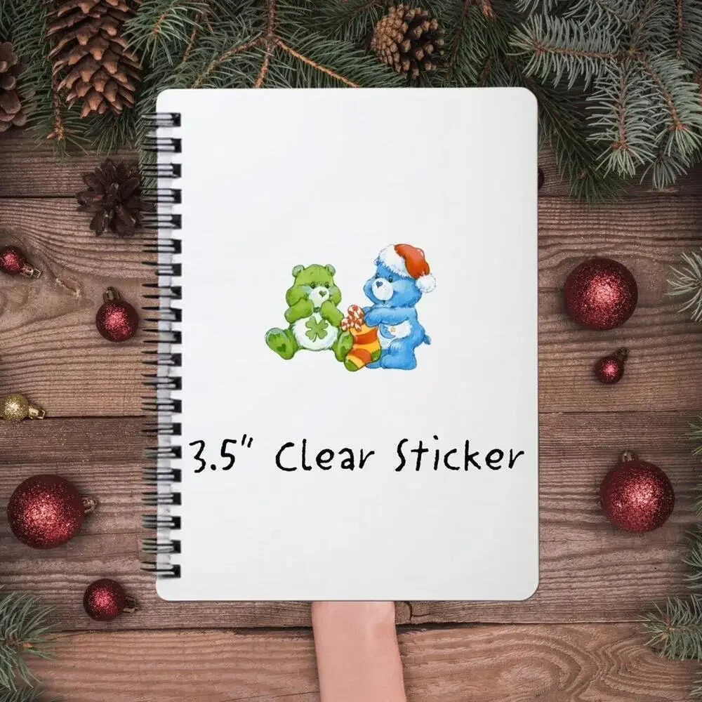 Care Bears Sticker SET OF 5, Clear Decals 3.5” Bear Cousins Christmas Series 1